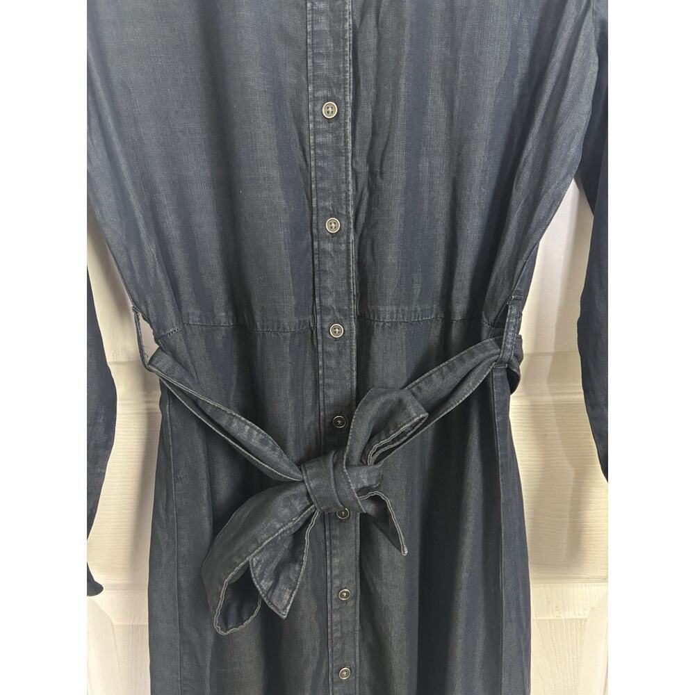 Side Stitch Chambray Dark Wash Belted Shirt Dress Small Coastal Cowgirl Rodeo - Picture 6 of 9